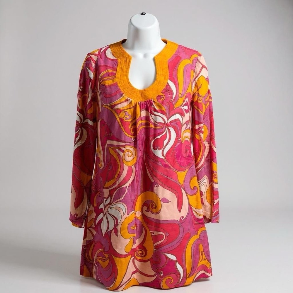Banana Republic x Trina‎ Turk Mini Dress Pink Orange Swirl Resort Summer Size 2